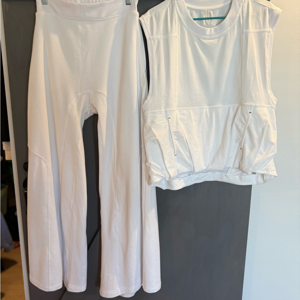 FP Movement by Free People White Wide Leg Pants & Top Set